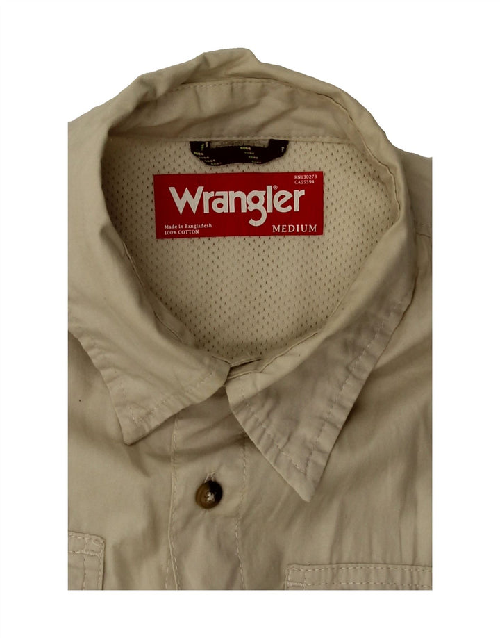 WRANGLER Mens Short Sleeve Shirt Medium Beige Cotton Vintage Wrangler and Second-Hand Wrangler from Messina Hembry 