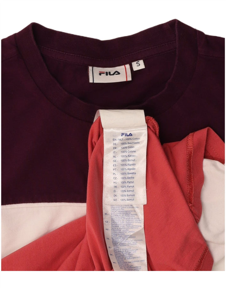 FILA Womens Graphic T-Shirt Top UK 10 Small Multicoloured Colourblock