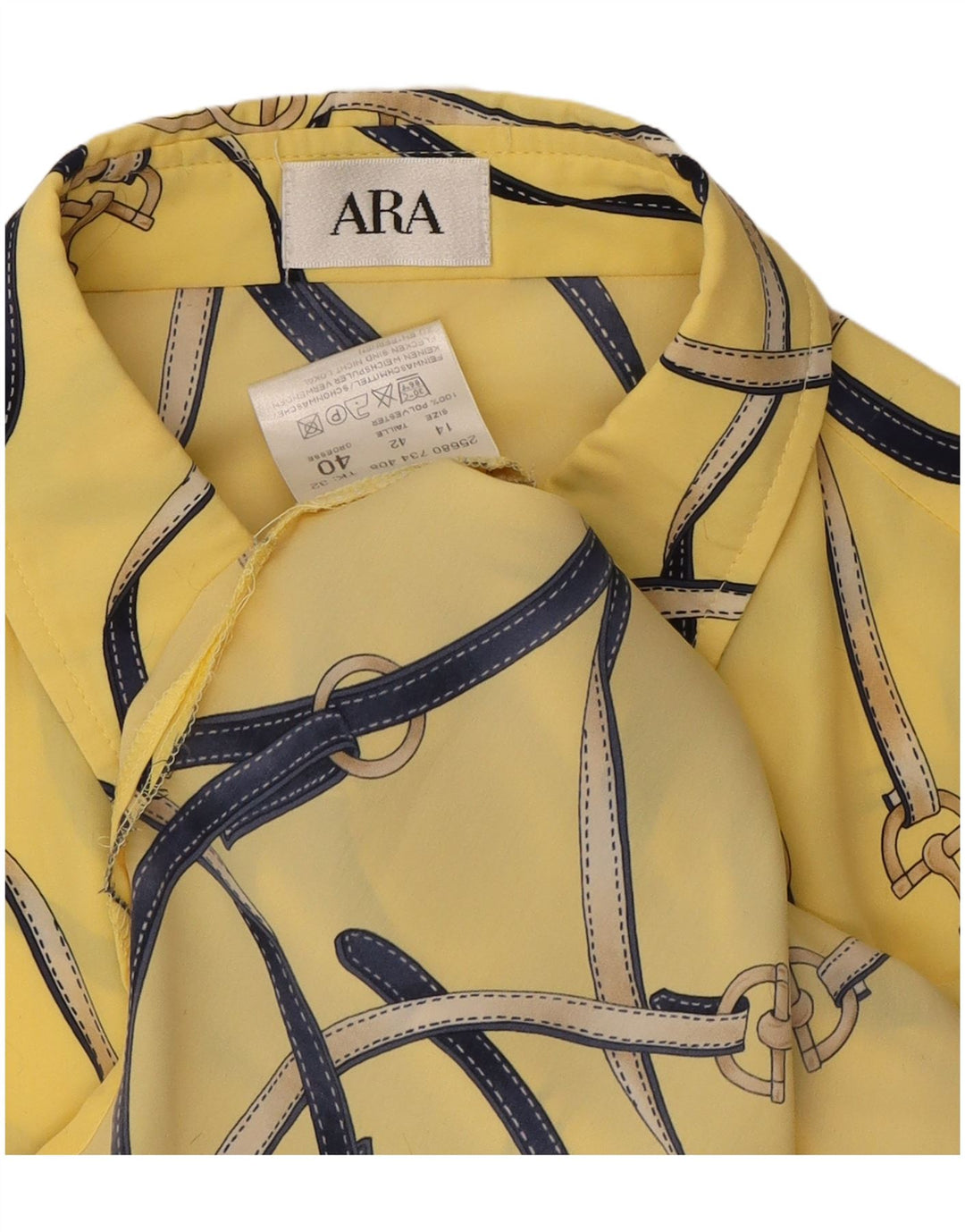 VINTAGE Womens Abstract Pattern Shirt Blouse UK 14 Large  Yellow
