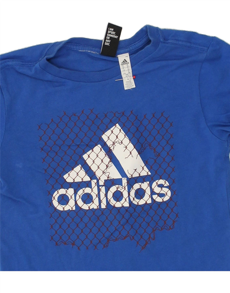 ADIDAS Boys Graphic T-Shirt Top 7-8 Years Blue | Vintage Adidas | Thrift | Second-Hand Adidas | Used Clothing | Messina Hembry 