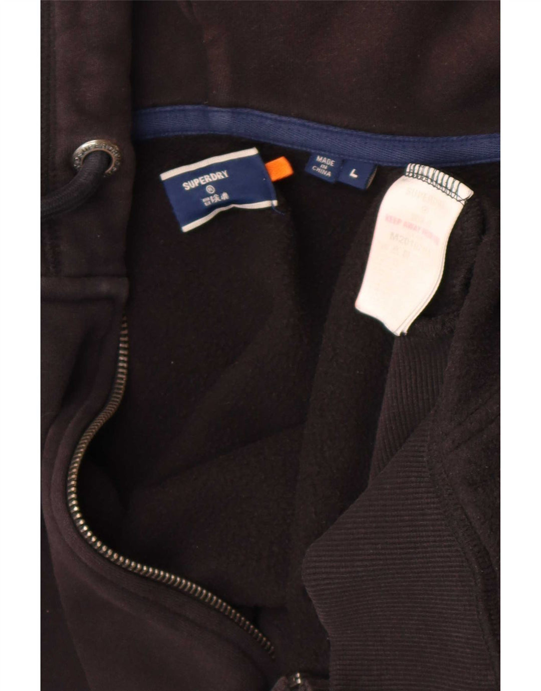 Superdry Mens Zip Hoodie Sweater Large Black Cotton