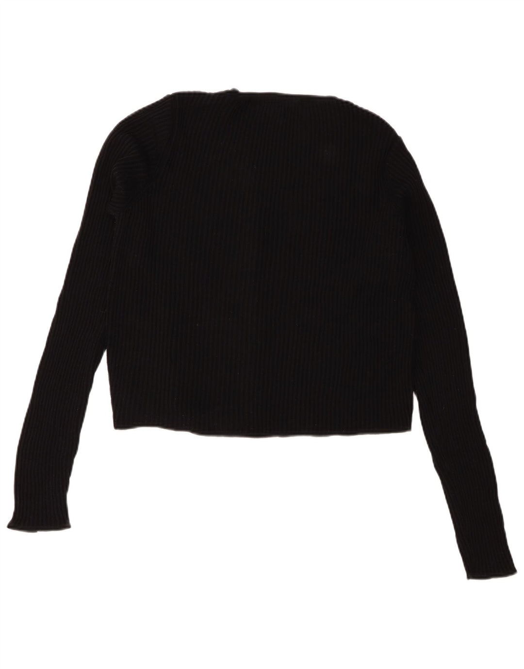 Zara Womens Crop Crew Neck Jumper Sweater UK 16 Large Black