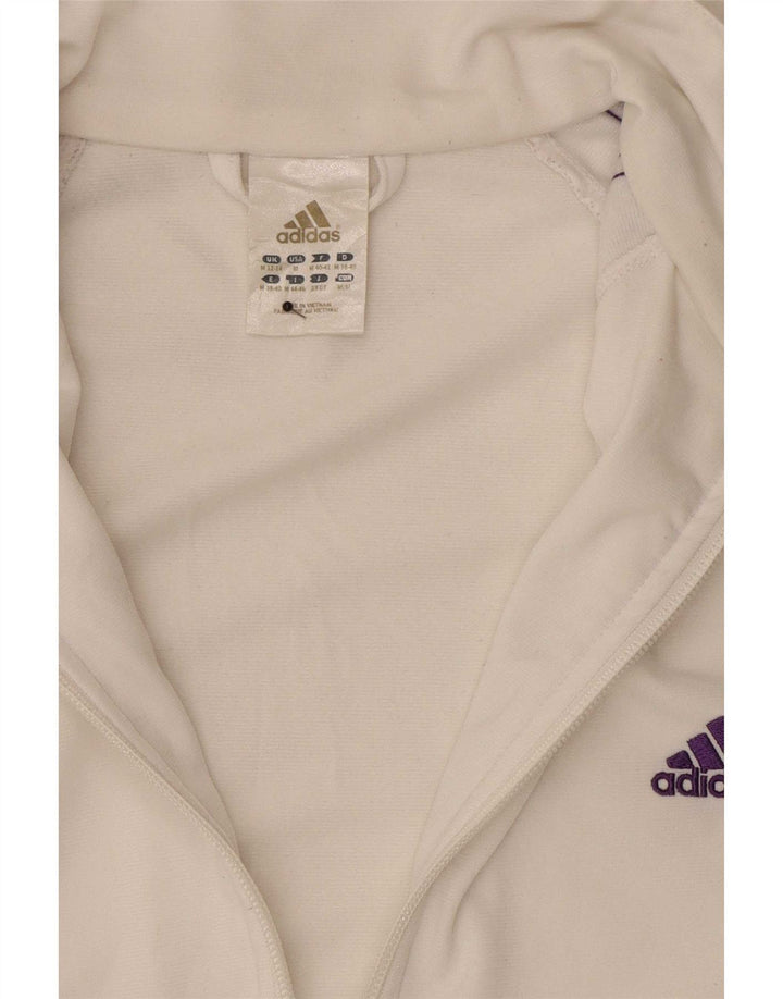Adidas Womens Tracksuit Top Jacket UK 12/14 Medium White Polyester