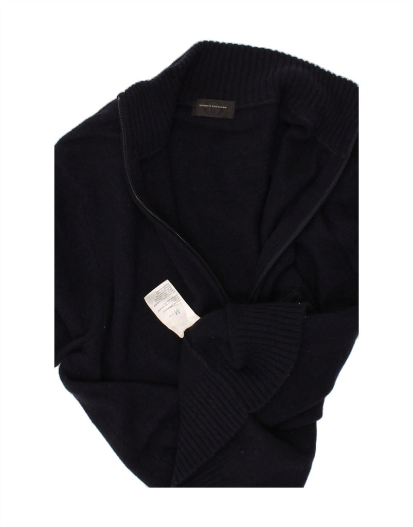 SERGIO TACCHINI Mens Cardigan Sweater Medium Navy Blue Wool | Vintage Sergio Tacchini | Thrift | Second-Hand Sergio Tacchini | Used Clothing | Messina Hembry 