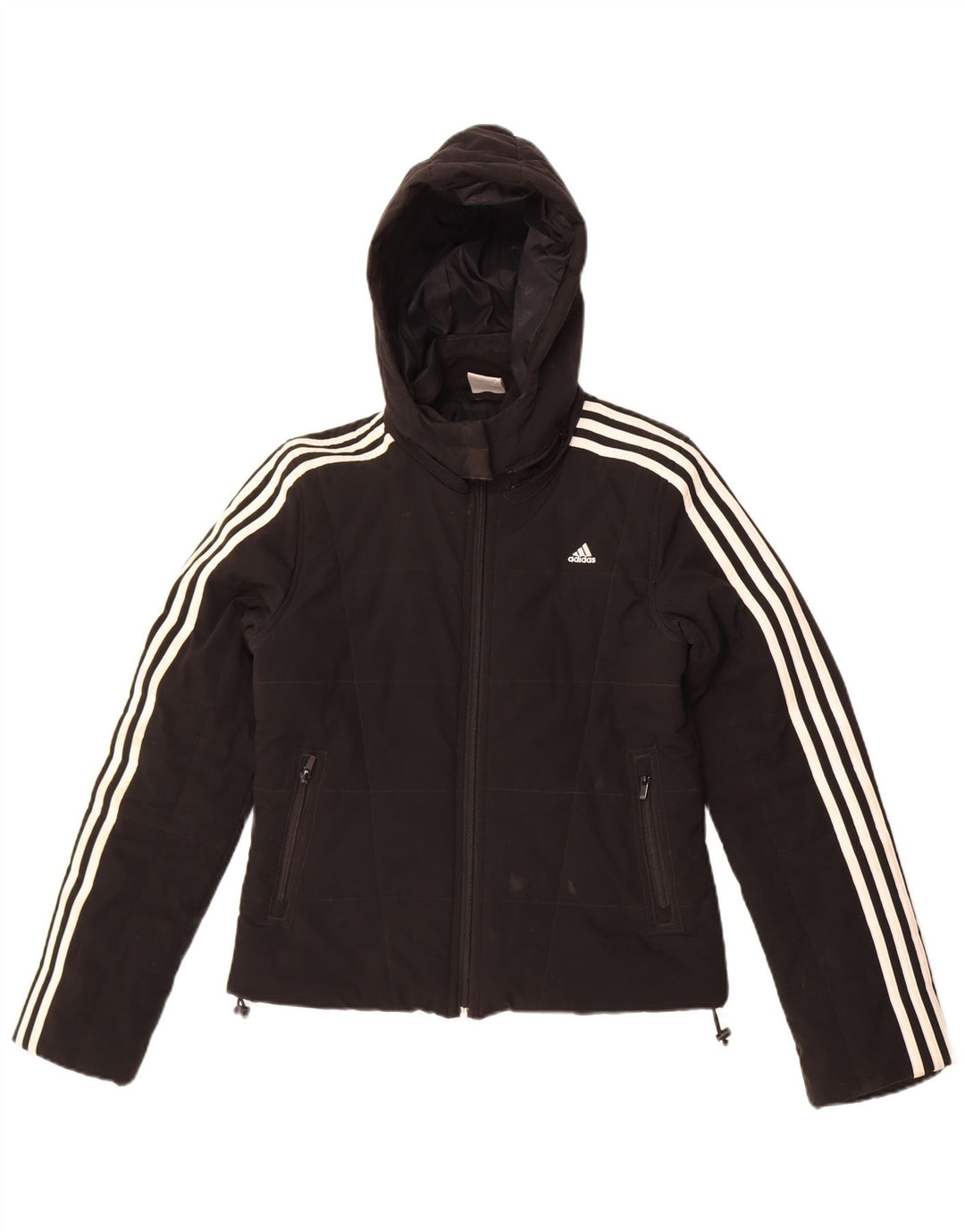 Adidas Womens Hooded Padded Jacket UK 8 Small Black Polyester