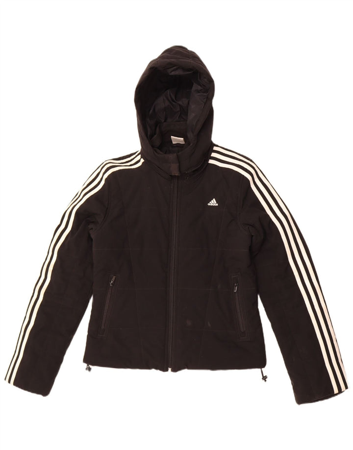 Adidas Womens Hooded Padded Jacket UK 8 Small Black Polyester