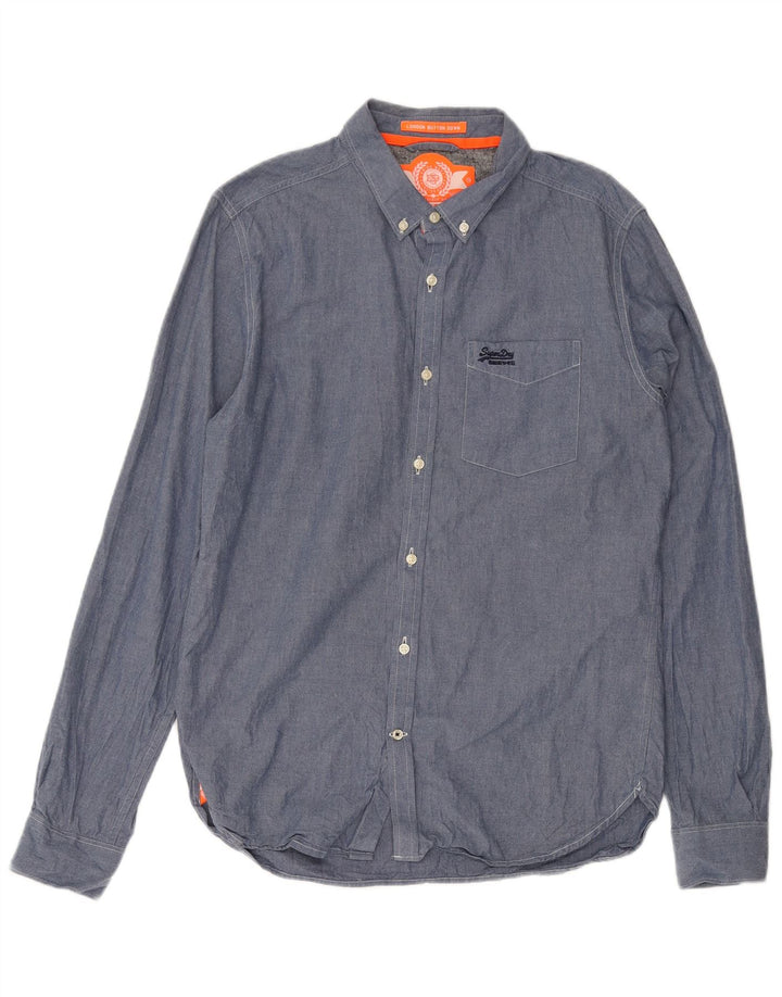 SUPERDRY Mens Shirt Large Blue Cotton