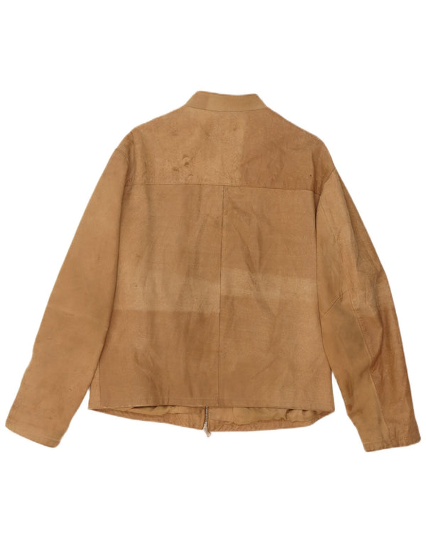 Vintage Mens Suede Jacket UK 40 Large Beige Leather