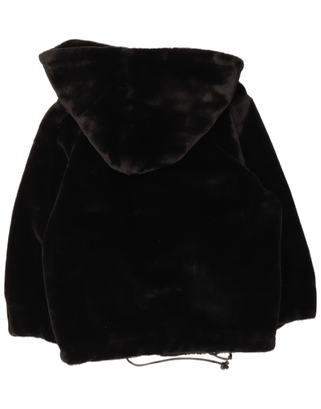 Basic Womens Hooded Faux Fur Jacket UK 16 Large Black Modal