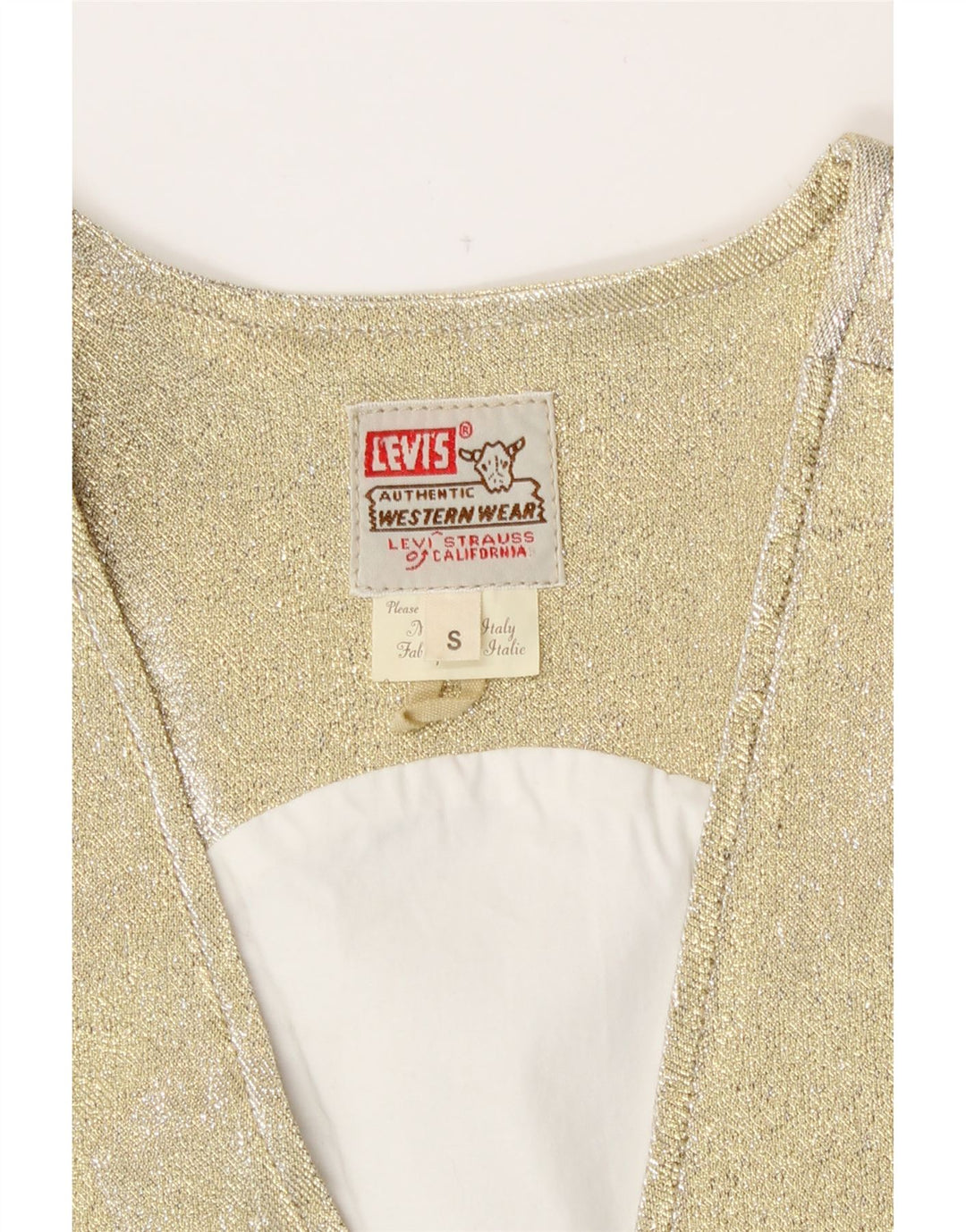 Levi's Womens Waistcoat UK 10 Small Gold Cotton Western