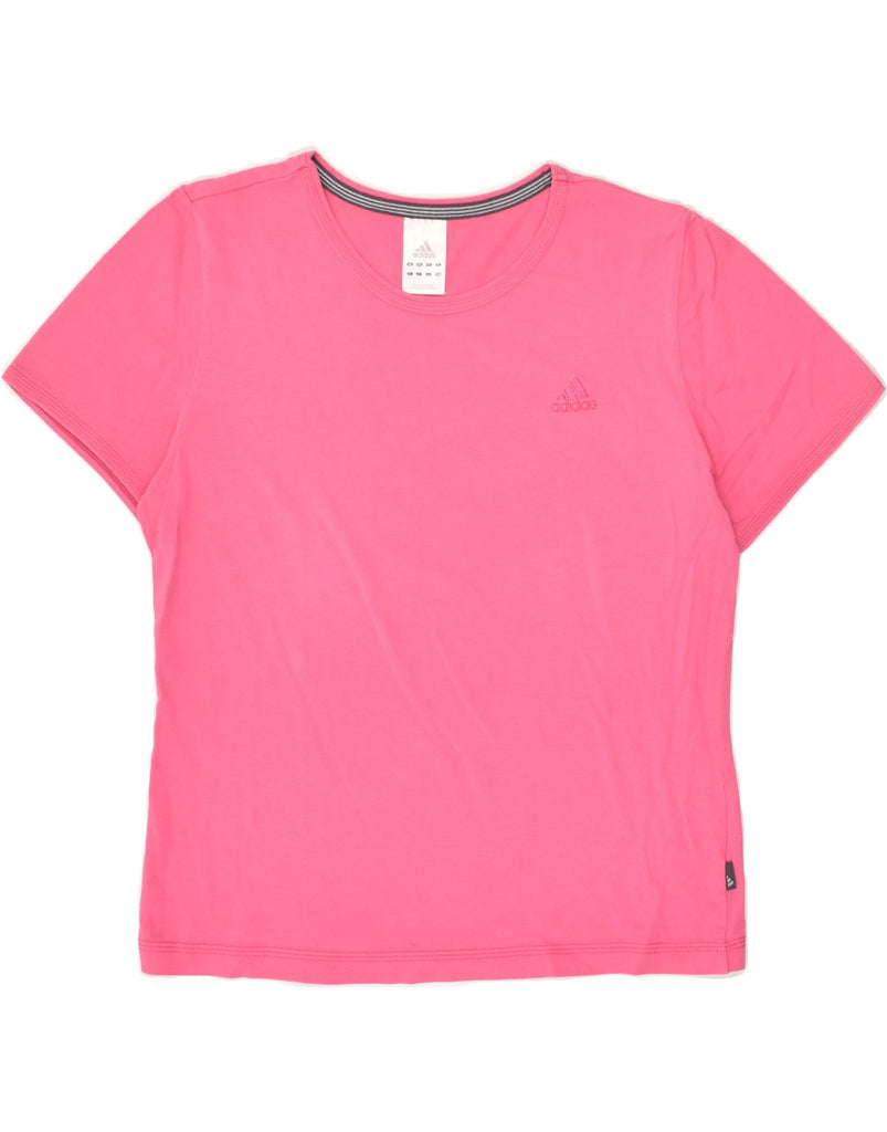 ADIDAS Womens T-Shirt Top UK 14 Large Pink Cotton | Vintage Adidas | Thrift | Second-Hand Adidas | Used Clothing | Messina Hembry 