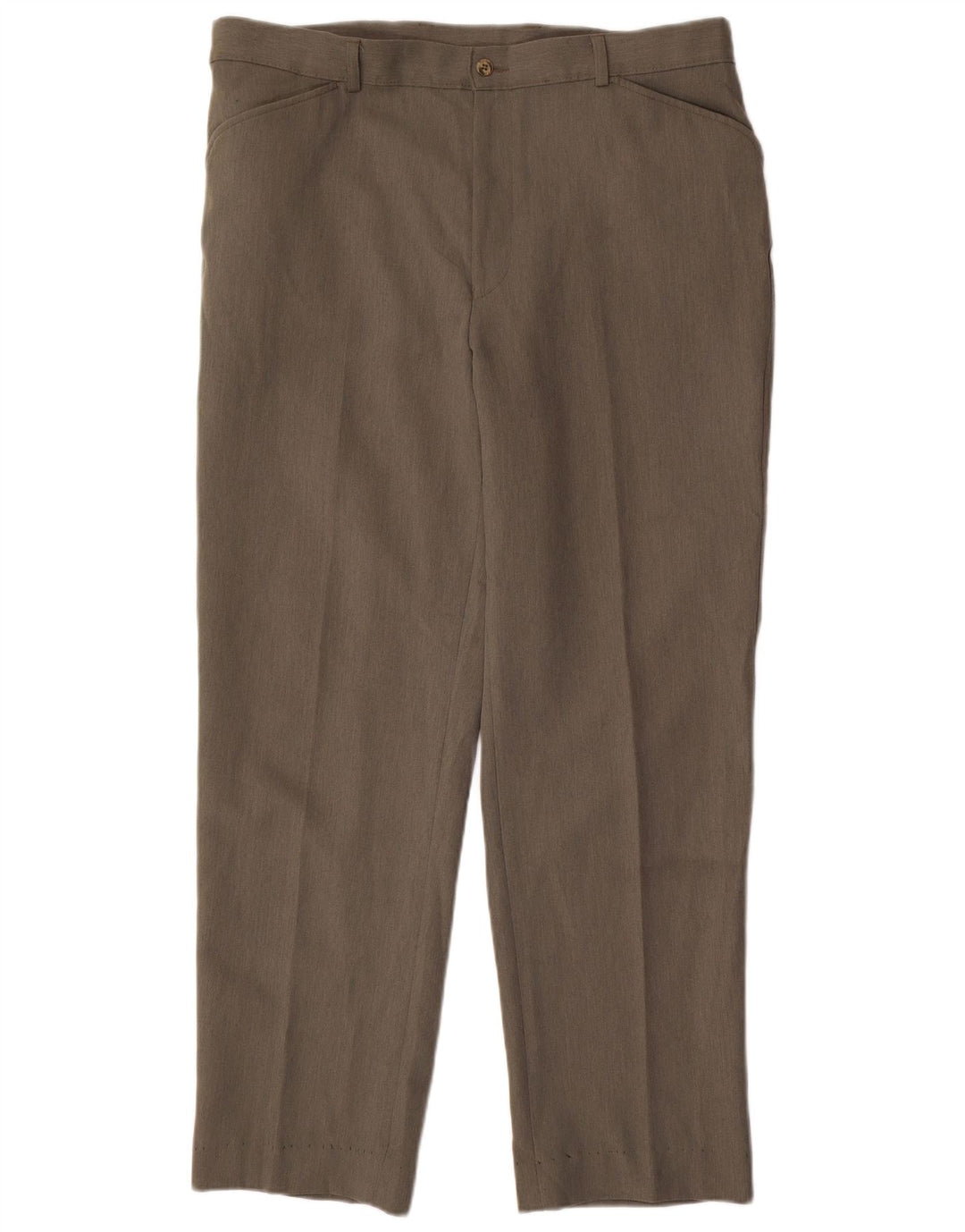 Farah Mens Straight Casual Trousers W38 L31 Khaki Polyester