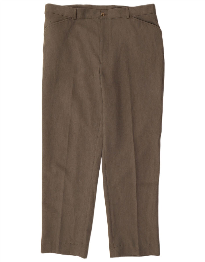 Farah Mens Straight Casual Trousers W38 L31 Khaki Polyester