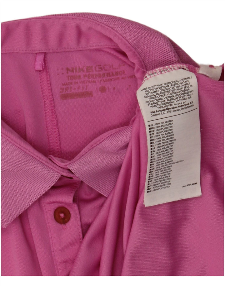 NIKE Womens Dri Fit Polo Shirt UK 12 Medium Pink Polyester