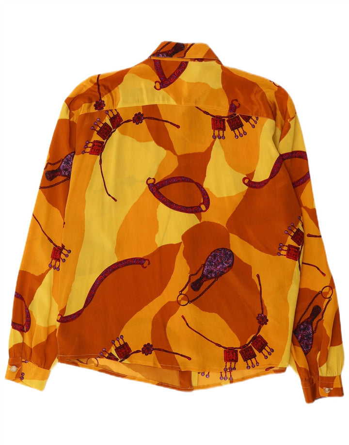 VINTAGE Womens Oversized Shirt Blouse IT 46 Large Yellow Colourblock