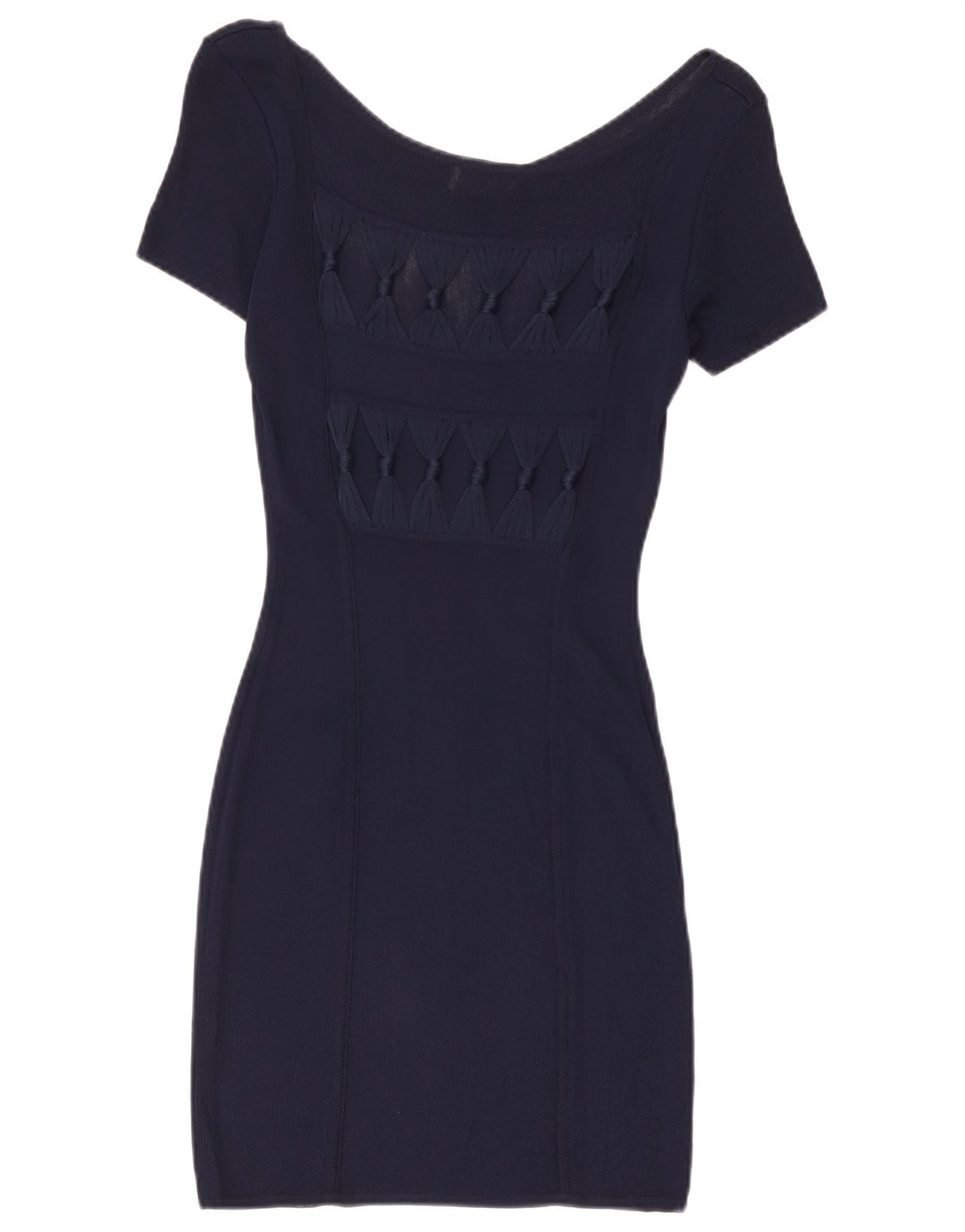 Vintage Womens Sheath Dress UK 8 Small Navy Blue Viscose