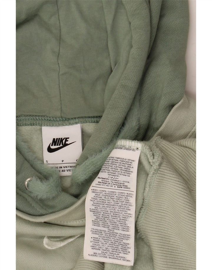Nike Womens Crop Hoodie Jumper UK 10 Small Green Colourblock Cotton
