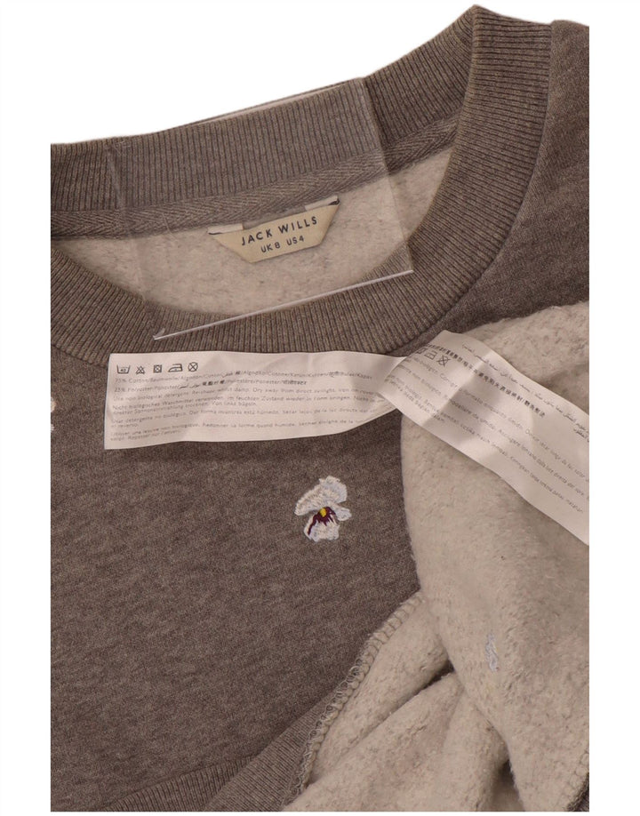 JACK WILLS Womens Oversized Sweatshirt Jumper UK 8 Small Grey Floral