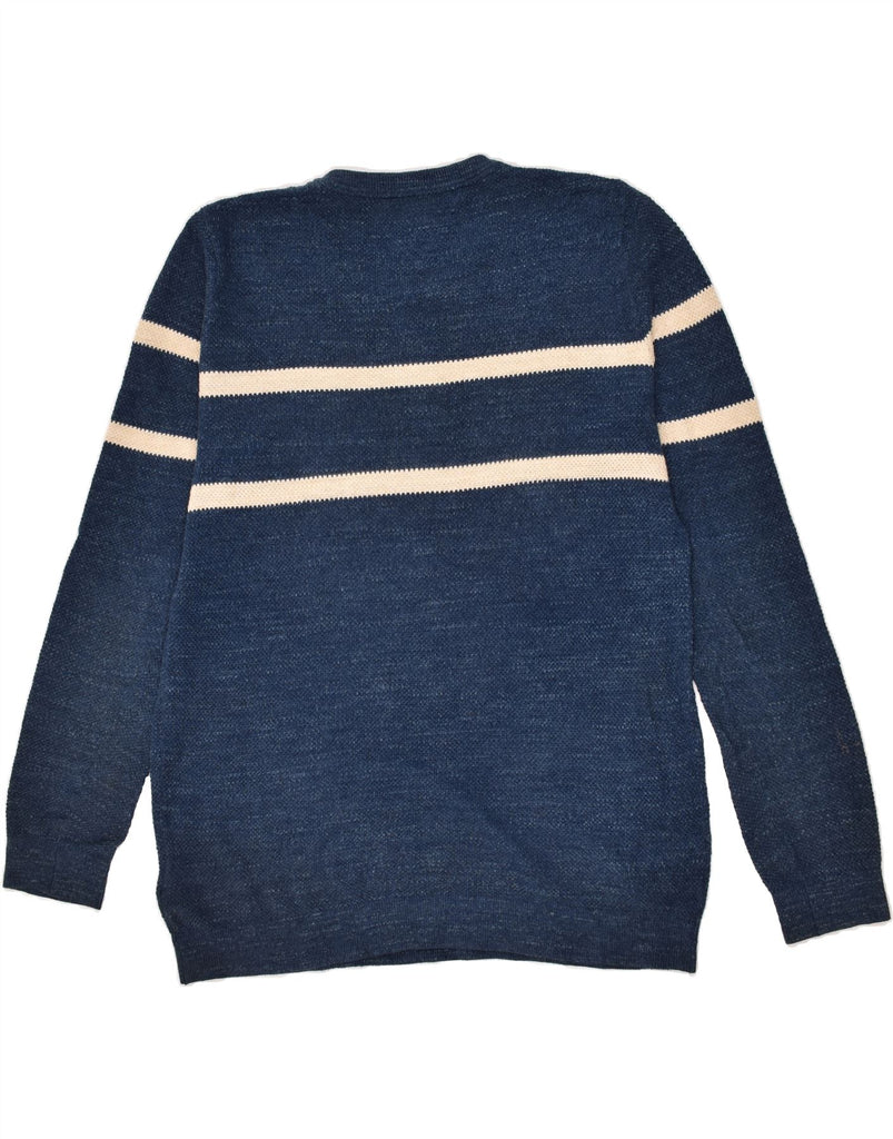 TOMMY HILFIGER Mens Crew Neck Jumper Sweater XL Navy Blue Striped Cotton | Vintage Tommy Hilfiger | Thrift | Second-Hand Tommy Hilfiger | Used Clothing | Messina Hembry 