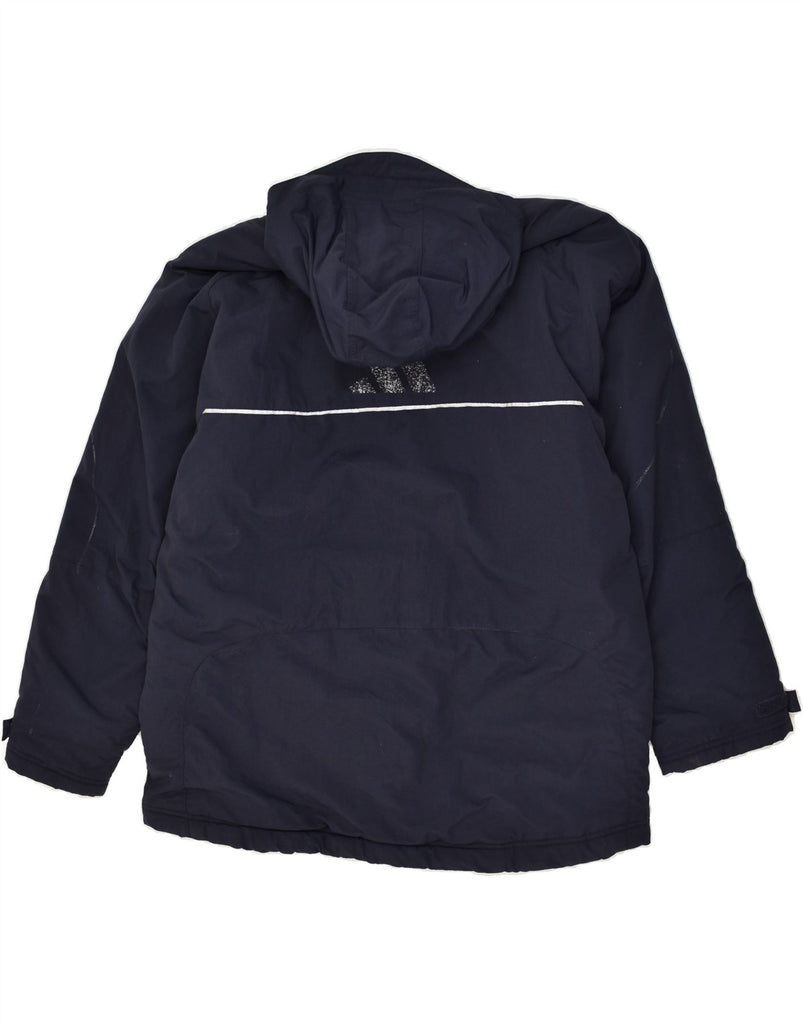 ADIDAS Mens Hooded Windbreaker Jacket UK 40 Large Navy Blue Polyester | Vintage Adidas | Thrift | Second-Hand Adidas | Used Clothing | Messina Hembry 