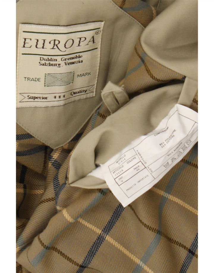 Vintage Mens Trench Coat IT 46 Small Beige Polyester