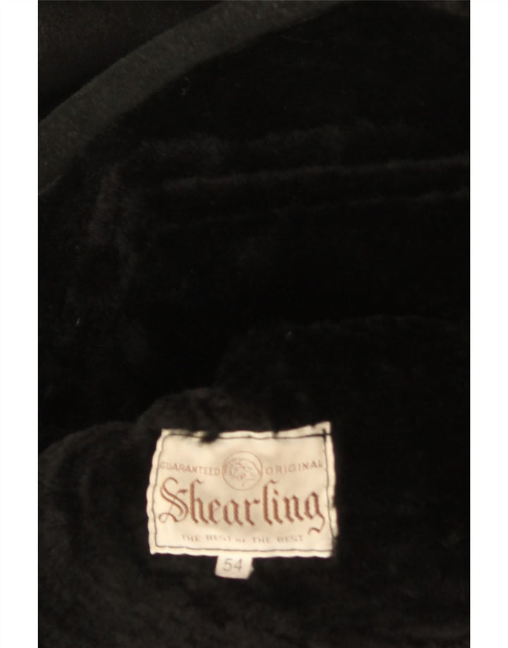 Vintage Mens Shearling Jacket IT 54 2XL Black Shearling