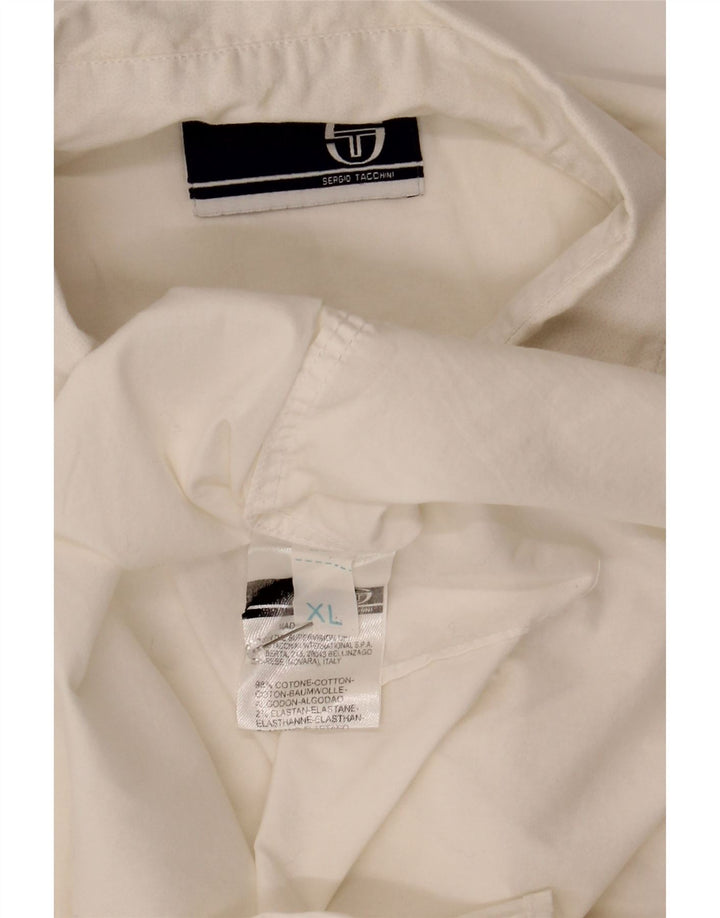 Sergio Tacchini Mens Shirt XL White Cotton