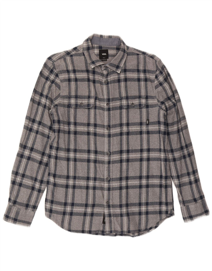 Vans Mens Classic Fit Flannel Shirt Small Grey Check Cotton