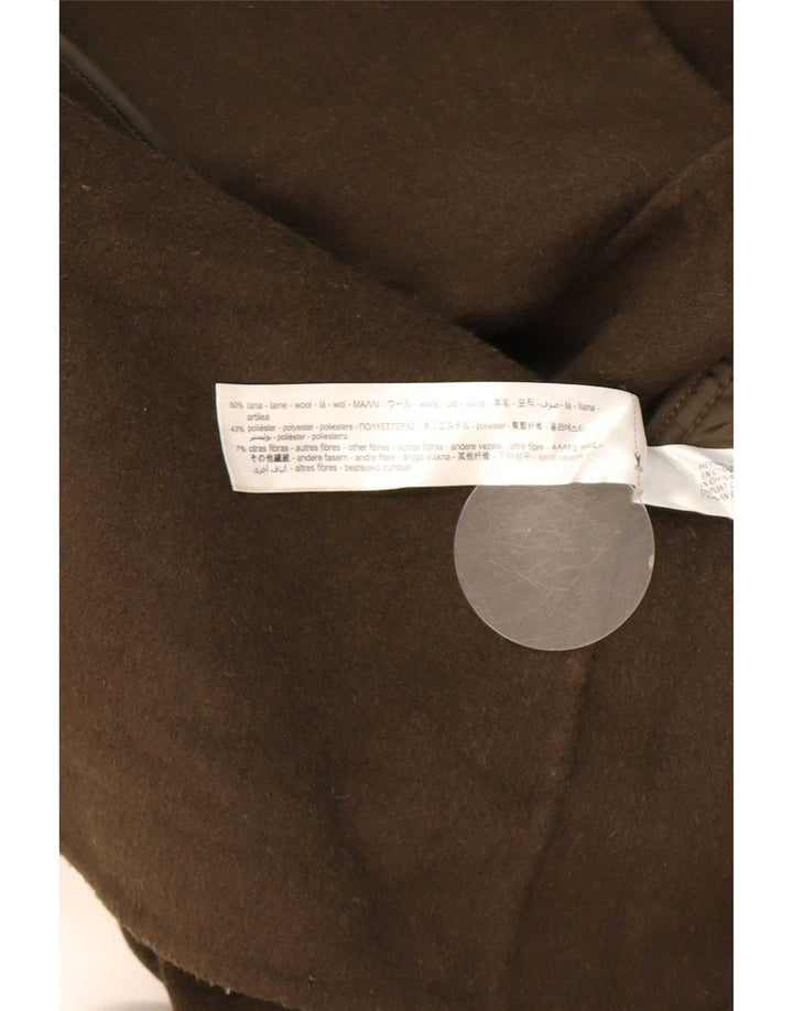 Zara Womens Oversized Double Breasted Blazer Jacket UK 10 Small Khaki Wool