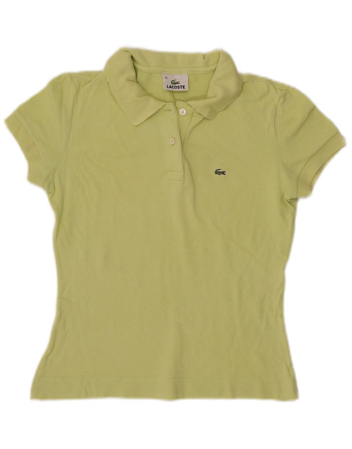 LACOSTE Womens Polo Shirt Size 38 Medium Green Cotton