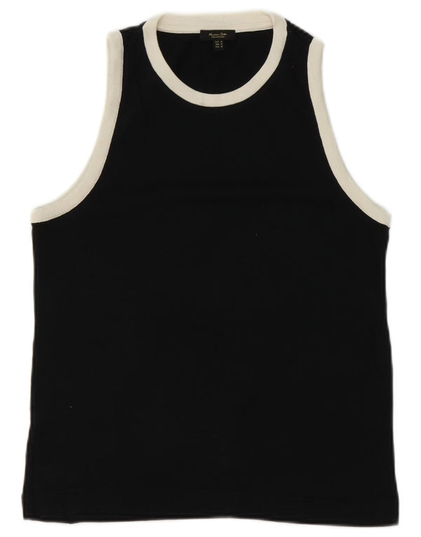 Massimo Dutti Womens Vest Top UK 12 Medium Black Cotton