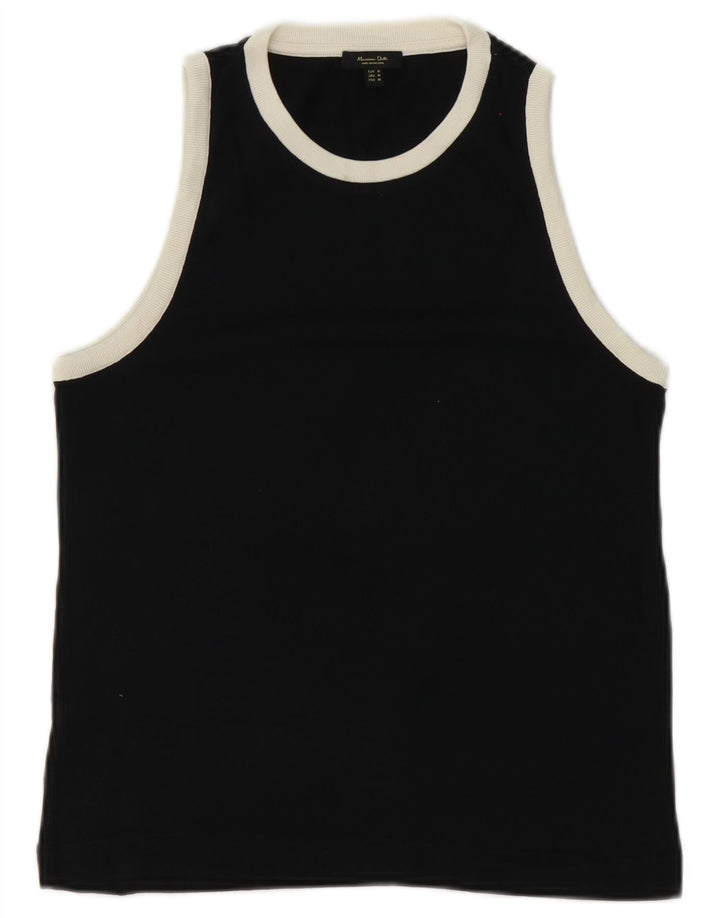 Massimo Dutti Womens Vest Top UK 12 Medium Black Cotton