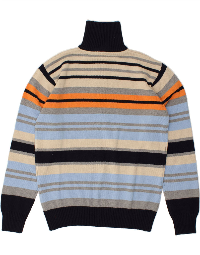 VINTAGE Mens Zip Neck Jumper Sweater 2XL Multicoloured Striped Cotton | Vintage Vintage | Thrift | Second-Hand Vintage | Used Clothing | Messina Hembry 