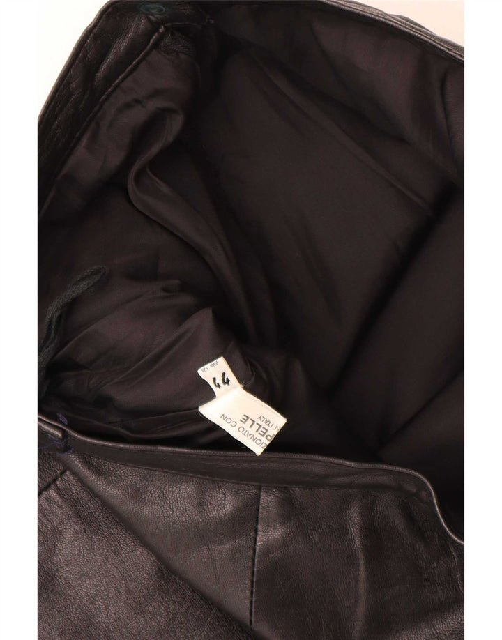 Vintage Womens Leather Skirt IT 44 Medium W28 Black