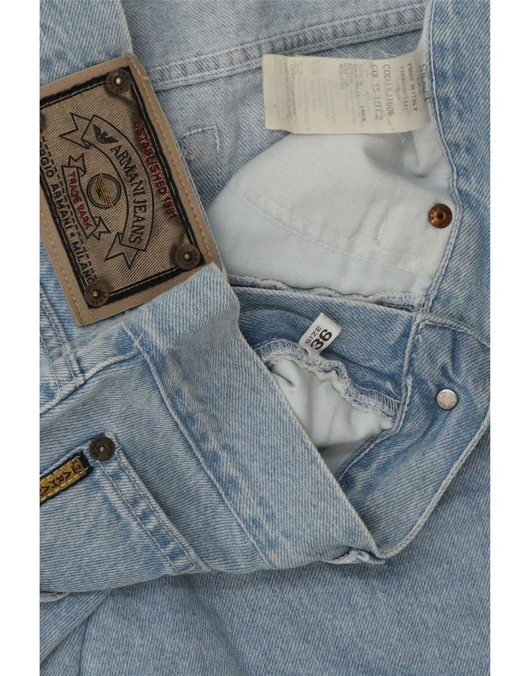 Armani Mens Straight Jeans W36 L34 Blue Cotton