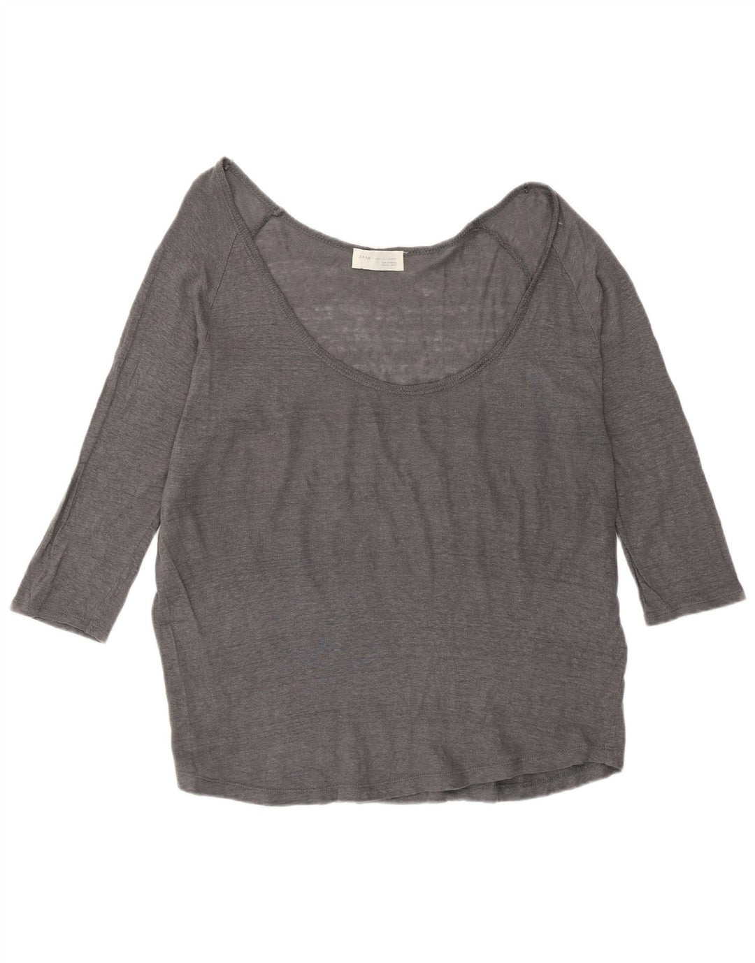 Zara Womens Top 3/4 Sleeve UK 16 Large Grey