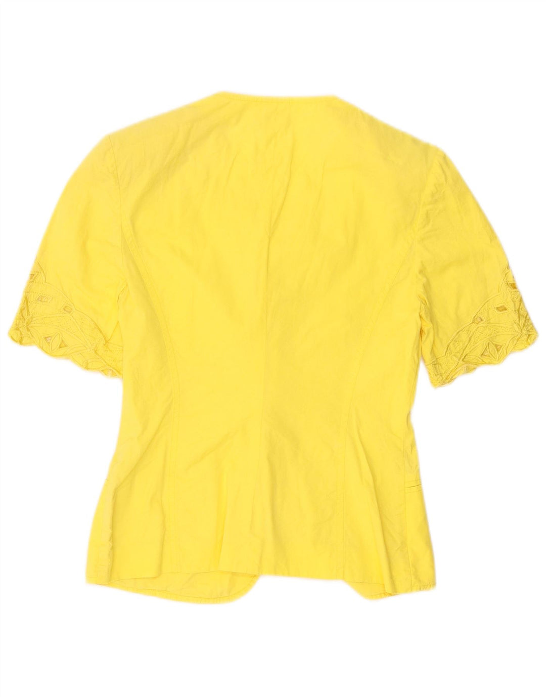 Vintage Womens Short Sleeve Cardigan Top IT 42 Medium Yellow Cotton
