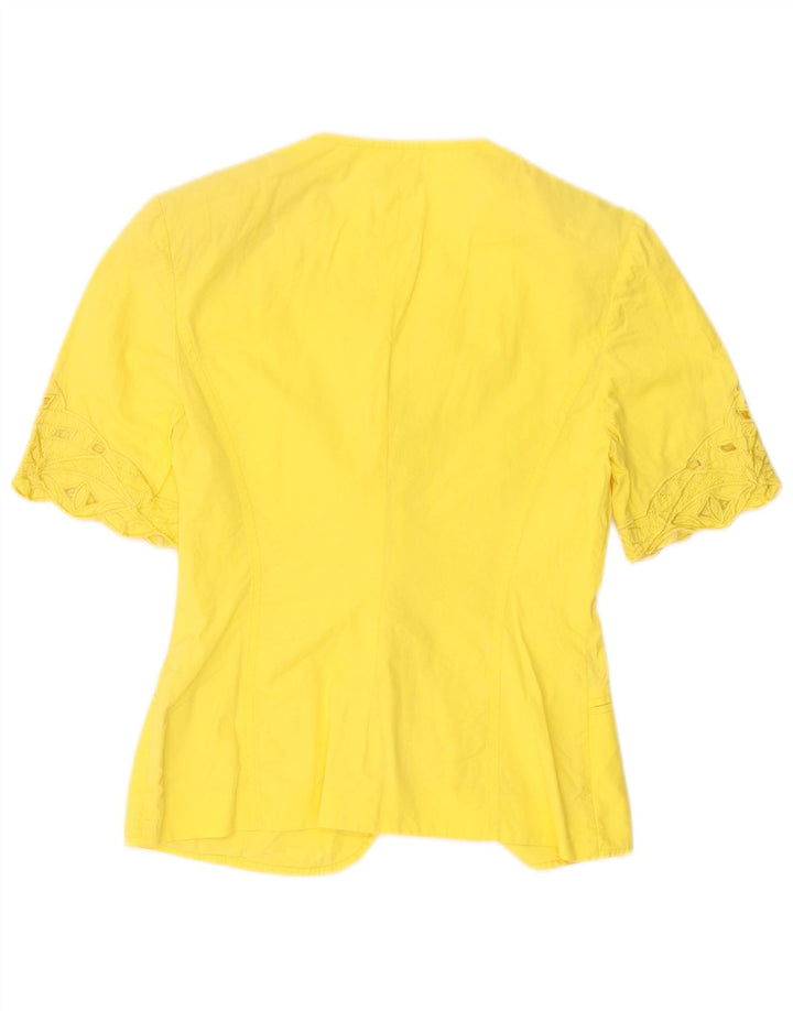Vintage Womens Short Sleeve Cardigan Top IT 42 Medium Yellow Cotton