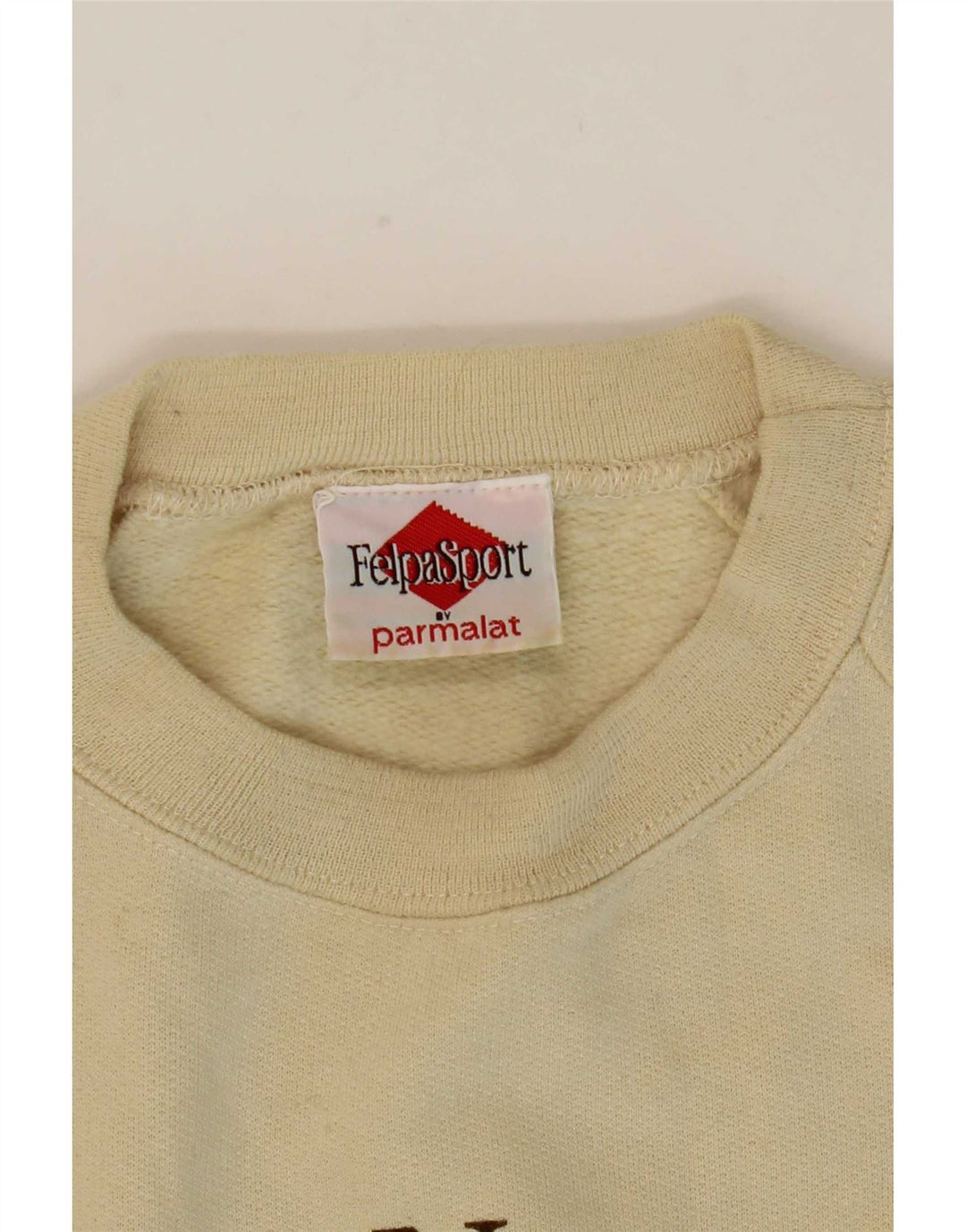 Parmalat Mens Graphic Sweatshirt Jumper Large Beige Cotton