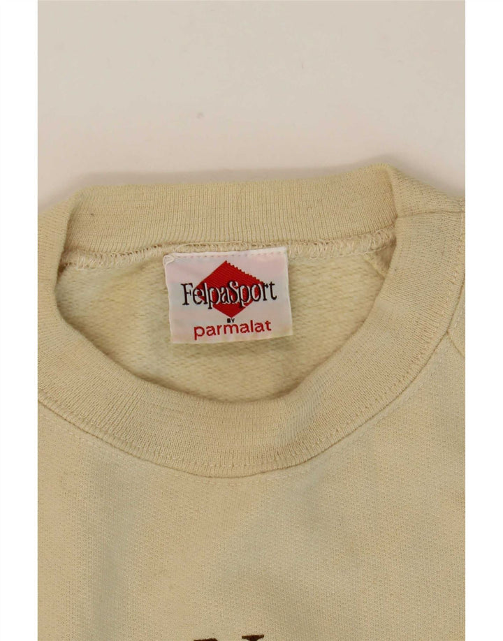 Parmalat Mens Graphic Sweatshirt Jumper Large Beige Cotton