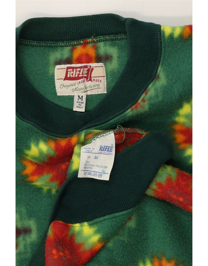 Rifle Mens Abstract Pattern Fleece Jumper Medium Green Geometric Polyester