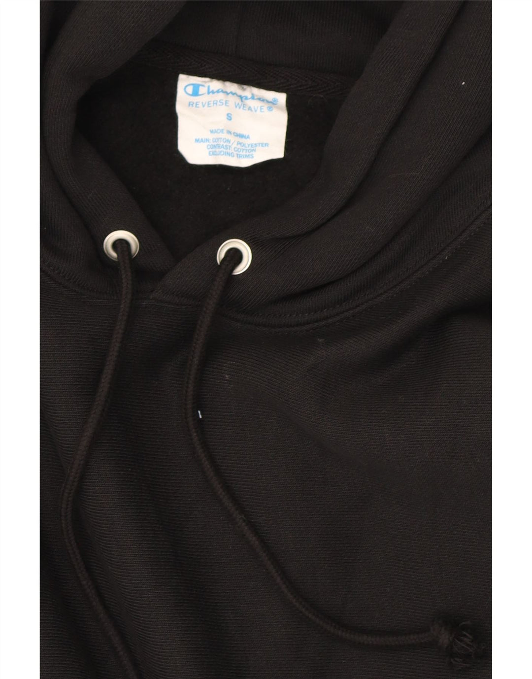 CHAMPION Mens Reverse Weave Graphic Hoodie Jumper Small Black Cotton Vintage Champion and Second-Hand Champion from Messina Hembry 
