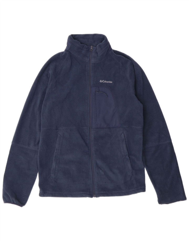Columbia Mens Fleece Jacket Medium Navy Blue Polyester