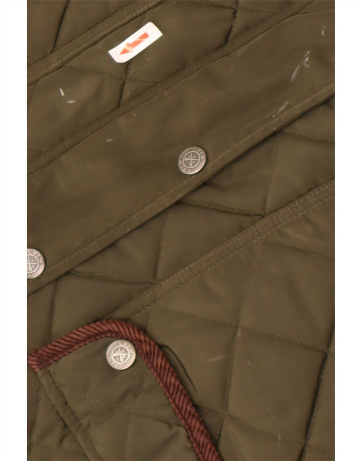 Crew Clothing Mens Quilted Jacket UK 38 Medium Green Polyester
