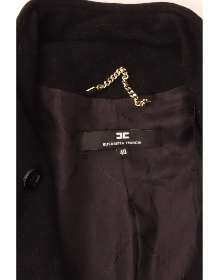 Elisabetta Franchi Womens Oversized Overcoat IT 40 Small Black