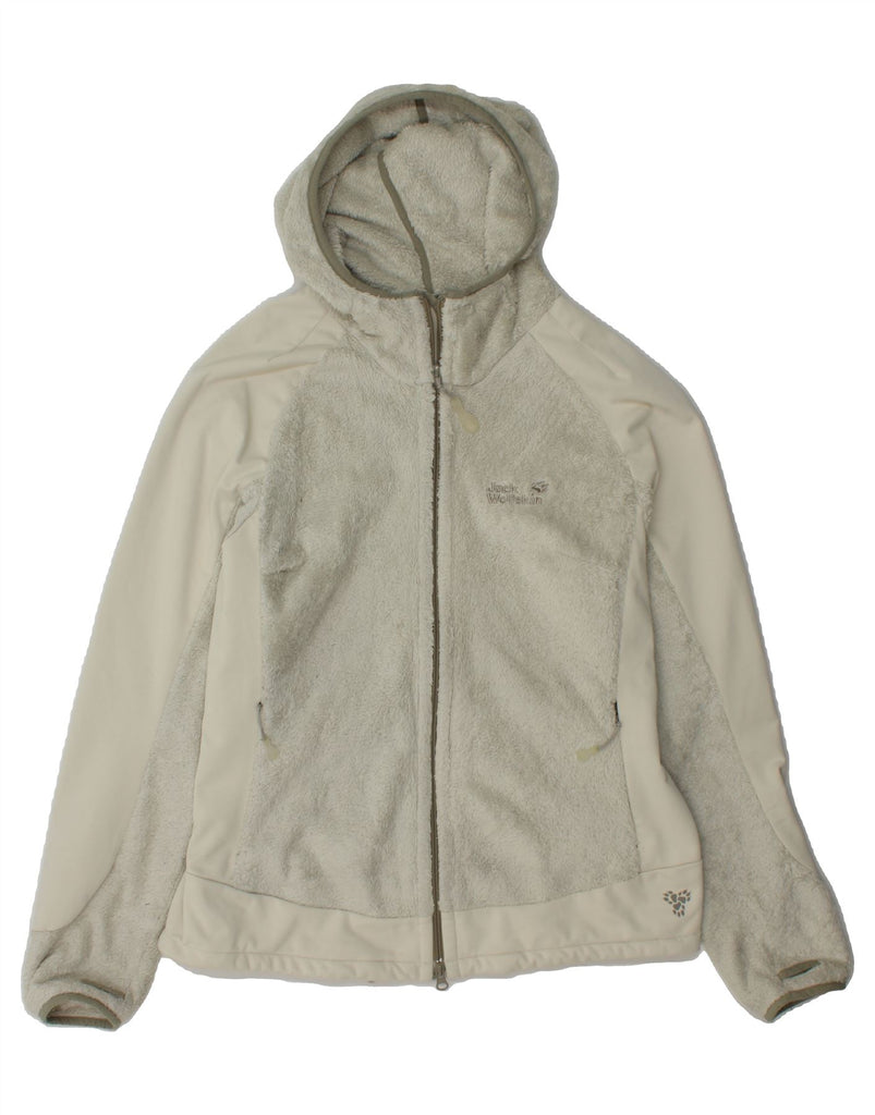 JACK WOLFSKIN Womens Hooded Fleece Jacket UK 18 XL White Polyester Vintage Jack Wolfskin and Second-Hand Jack Wolfskin from Messina Hembry 