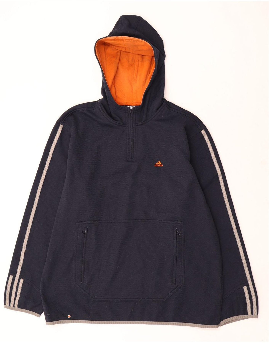 Adidas Mens Zip Neck Hoodie Jumper Medium Navy Blue Polyester