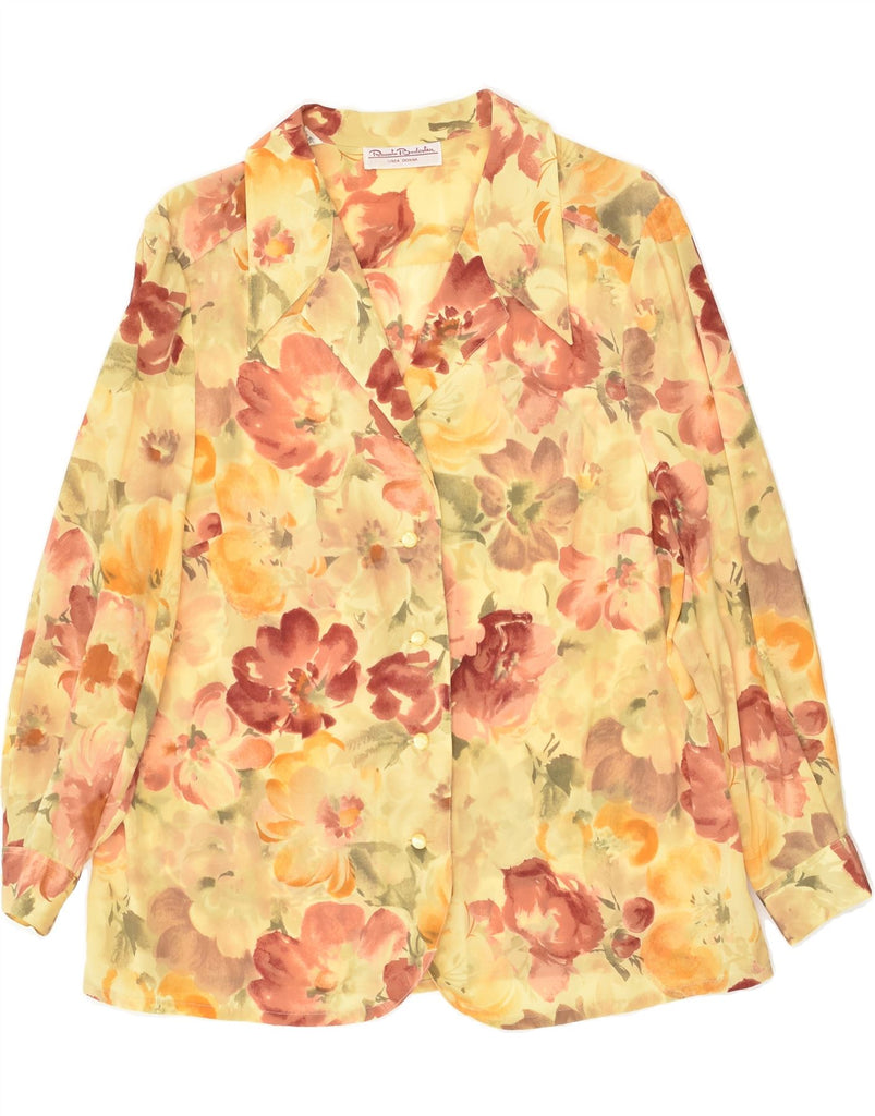 RENATO BALESTRA Womens See Through Shirt IT 50 XL Yellow Floral Acetate | Vintage Renato Balestra | Thrift | Second-Hand Renato Balestra | Used Clothing | Messina Hembry 