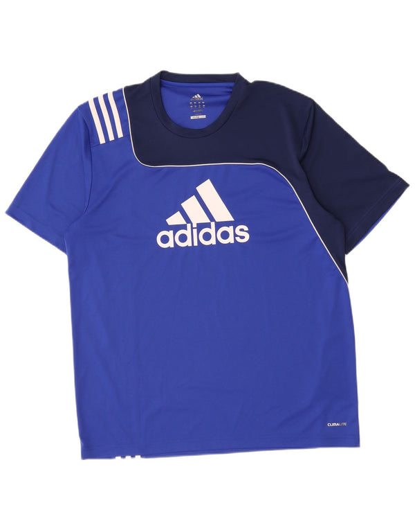 Adidas Mens Climalite Graphic T-Shirt Top UK 44/46 Large Blue Colourblock