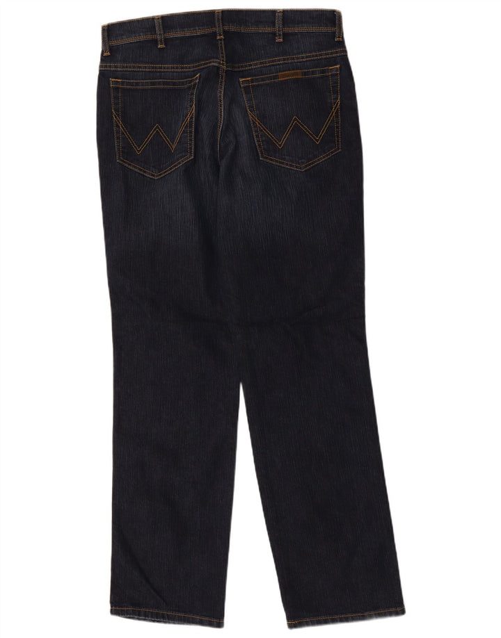 Wrangler Mens Regular Fit Straight Jeans W34 L32 Navy Blue Cotton